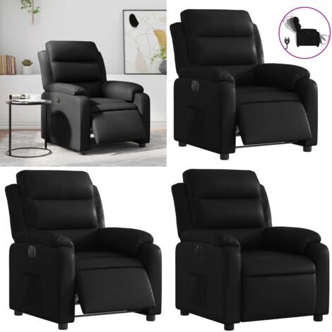 Sillón reclinable eléctrico de cuero sintético negro - Asiento reclinable - Reposapiés eléctrico