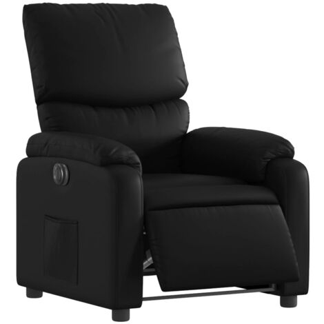Sillón reclinable eléctrico de cuero sintético negro vidaXL