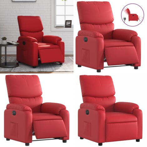 Sillón reclinable eléctrico de cuero sintético rojo - Asiento reclinable - Reposapiés eléctrico