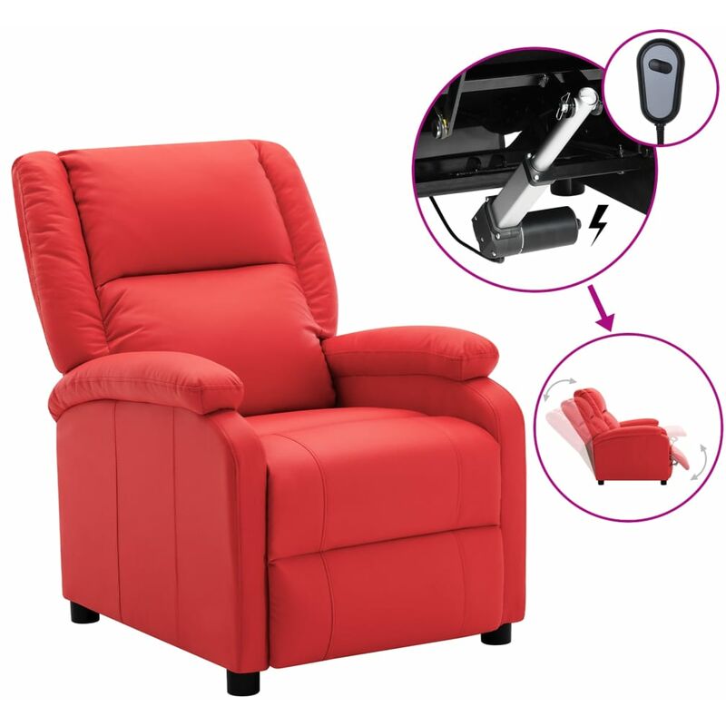 

Sillón reclinable eléctrico de piel sintética rojo tinto