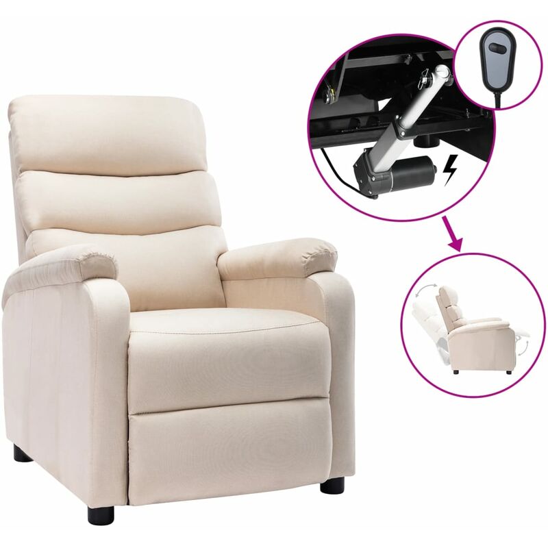 

Sillón reclinable eléctrico de tela color crema