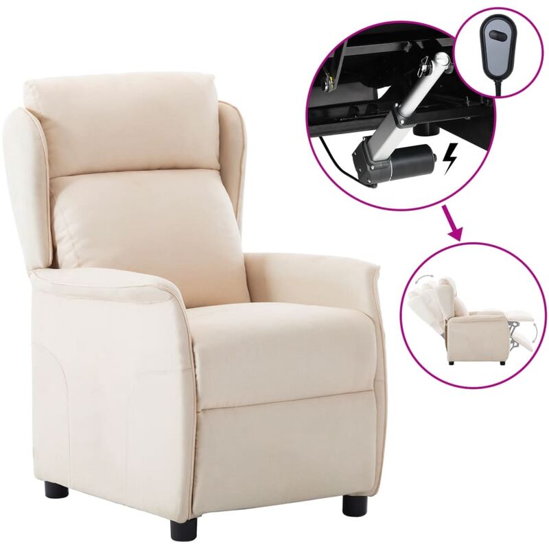 

Sillón reclinable eléctrico de tela crema