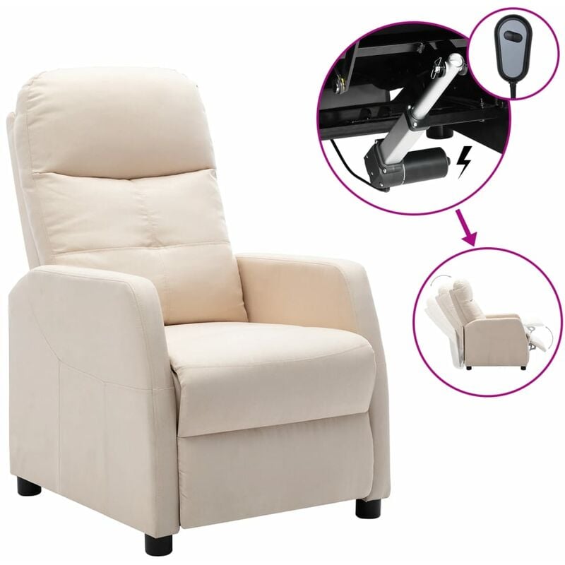 

Sillón reclinable eléctrico de tela crema