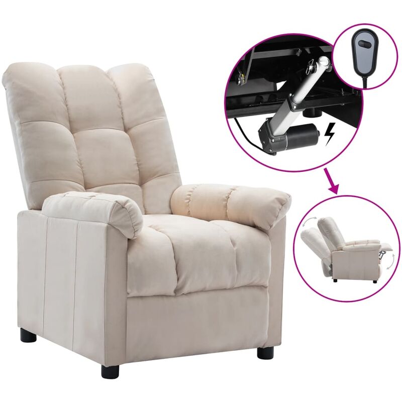 

Sillón reclinable eléctrico de tela crema