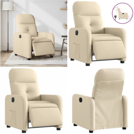 Sillón reclinable eléctrico de tela crema - Asiento eléctrico - Reposapiés eléctrico
