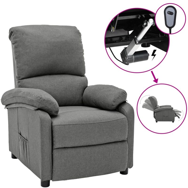 

Sillón reclinable eléctrico de tela gris claro