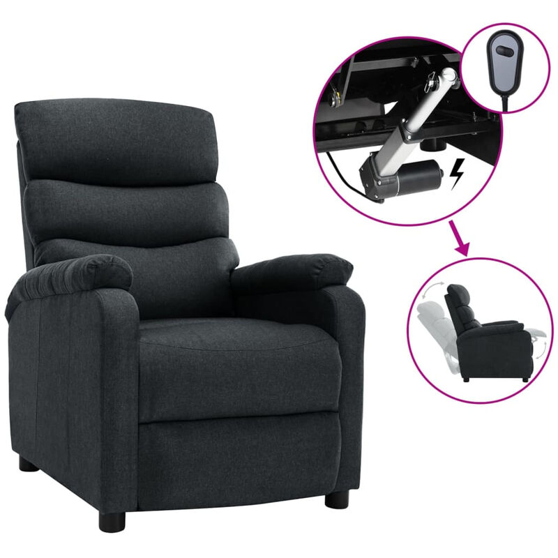 

Happyshopping - Sillon reclinable electrico de tela gris oscuro