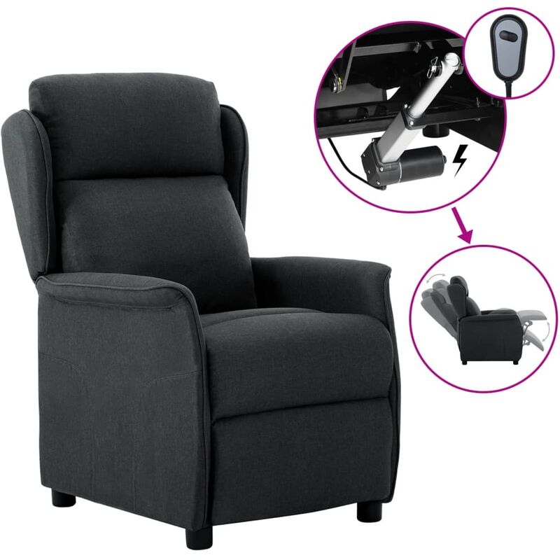 

Sillón reclinable eléctrico de tela gris oscuro