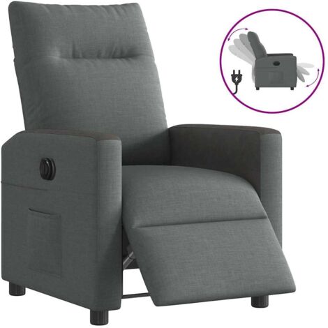 Sillón reclinable eléctrico de tela gris oscuro