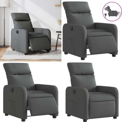 Sillón reclinable eléctrico de tela gris oscuro - Asiento reclinable - Reposapiés eléctrico