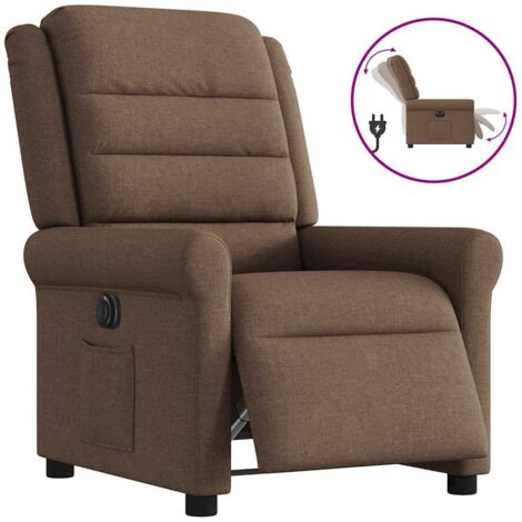 Sillón reclinable eléctrico de tela marrón