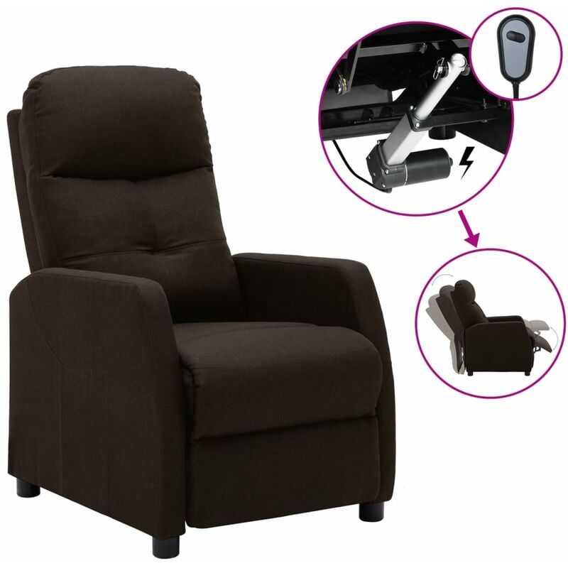 

Sillón reclinable eléctrico de tela marrón oscuro