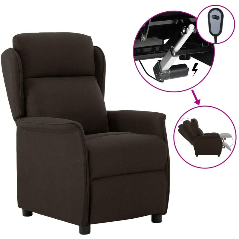 

Sillón reclinable eléctrico de tela marrón oscuro