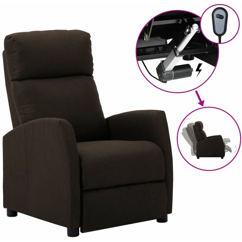 

Sillón reclinable eléctrico de tela marrón oscuro
