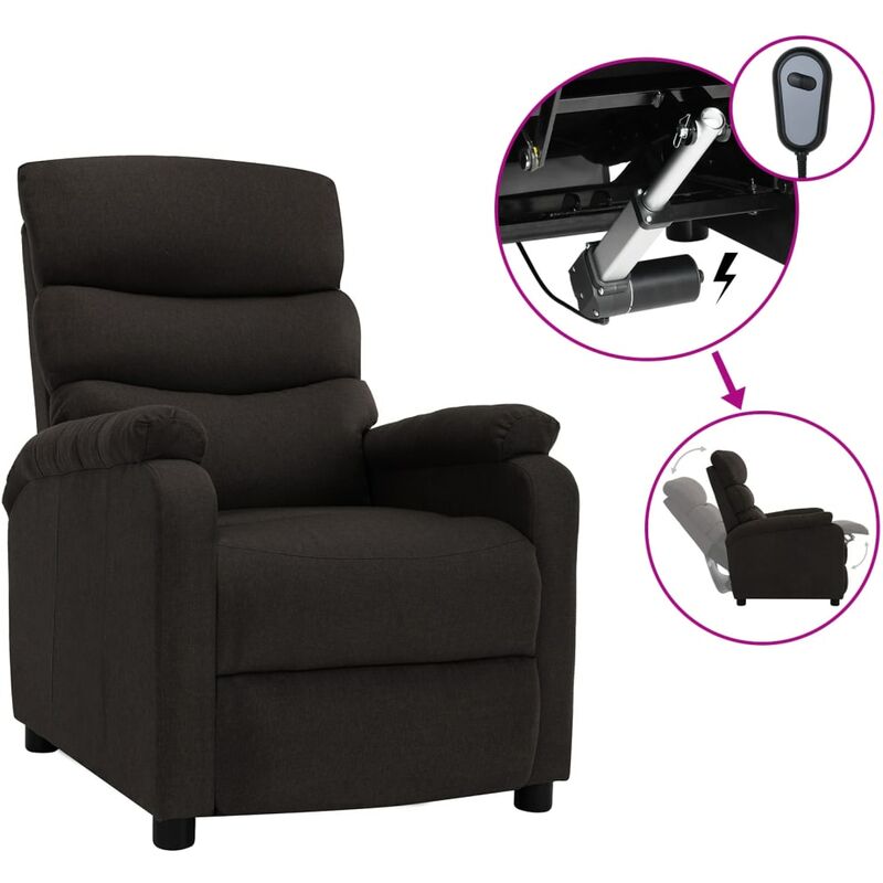 

Sillón reclinable eléctrico de tela marrón oscuro