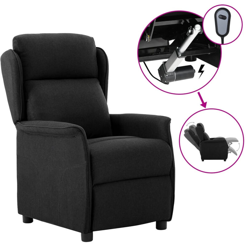 

Happyshopping - Sillon reclinable electrico de tela negra