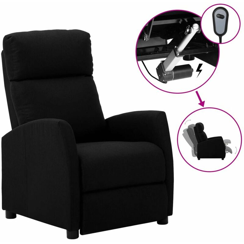 

Happyshopping - Sillon reclinable electrico de tela negra