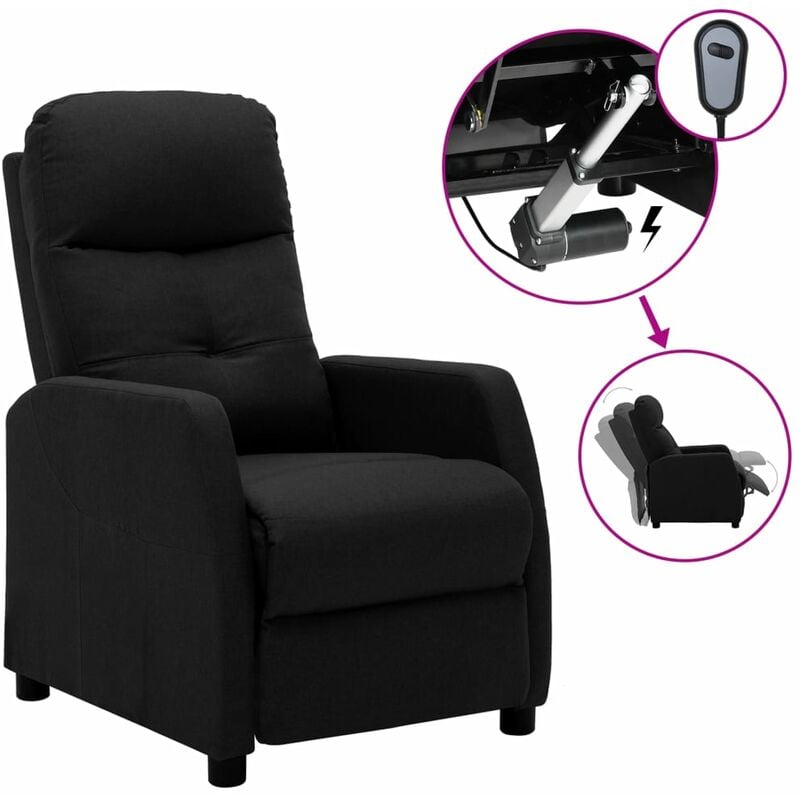 

Sillón reclinable eléctrico de tela negra