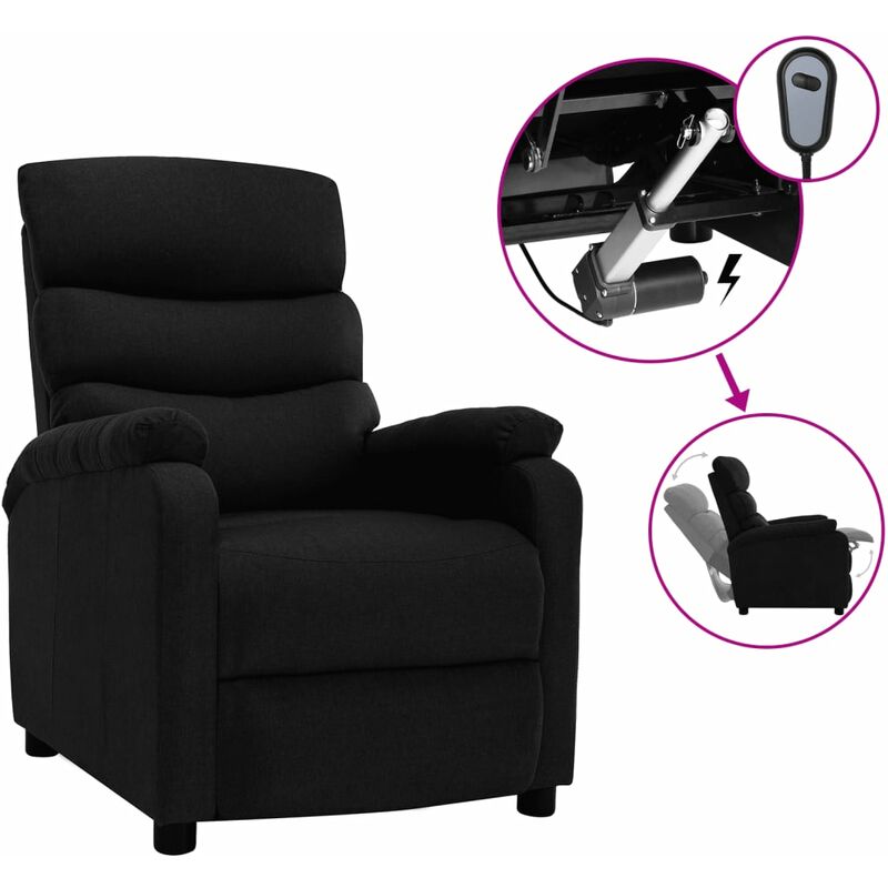 

Sillón reclinable eléctrico de tela negra