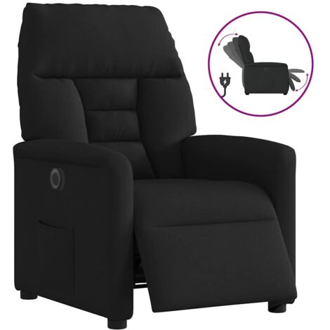 Sillón reclinable eléctrico de tela negro