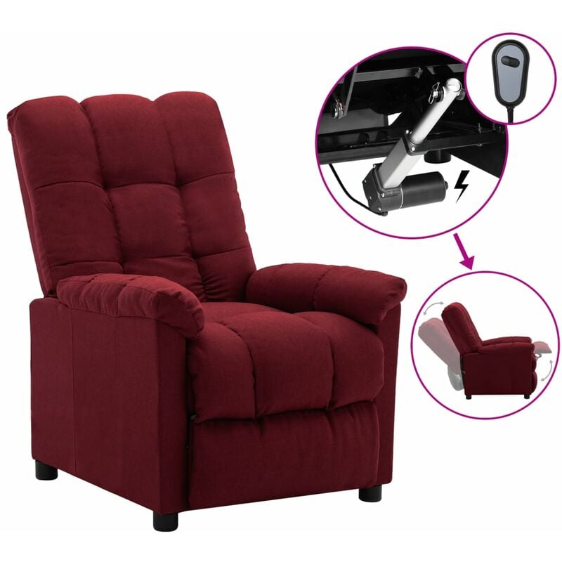 

Sillón reclinable eléctrico de tela rojo tinto