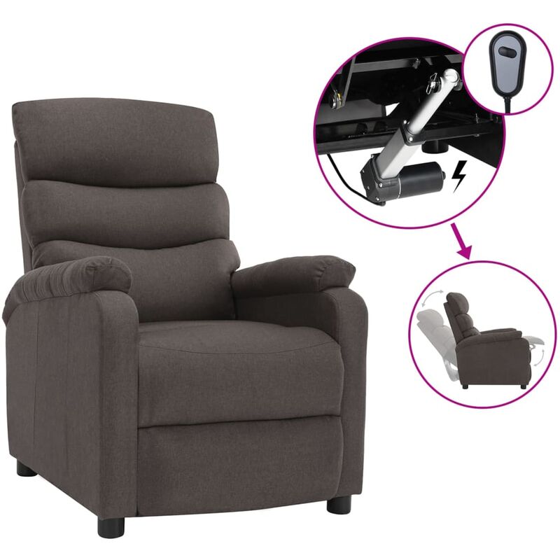 

Sillón reclinable eléctrico gris taupe tela topo