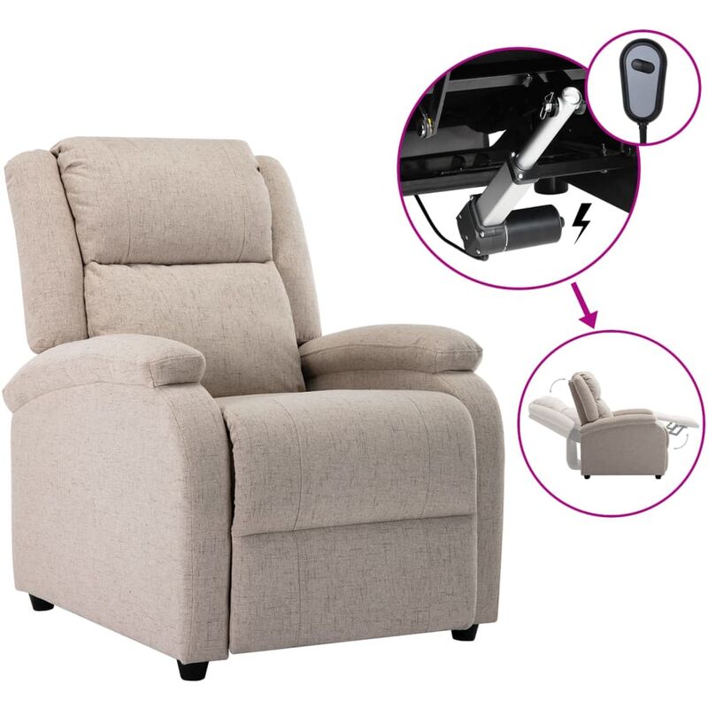 

Sillón reclinable eléctrico para TV de tela color crema