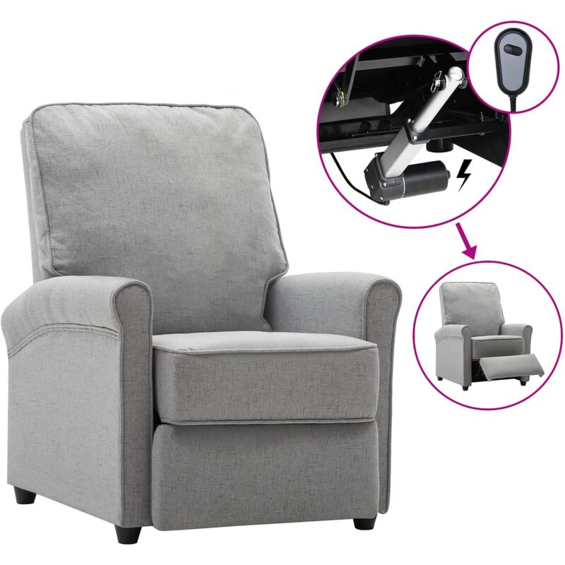 

Sillón reclinable eléctrico para TV de tela gris claro