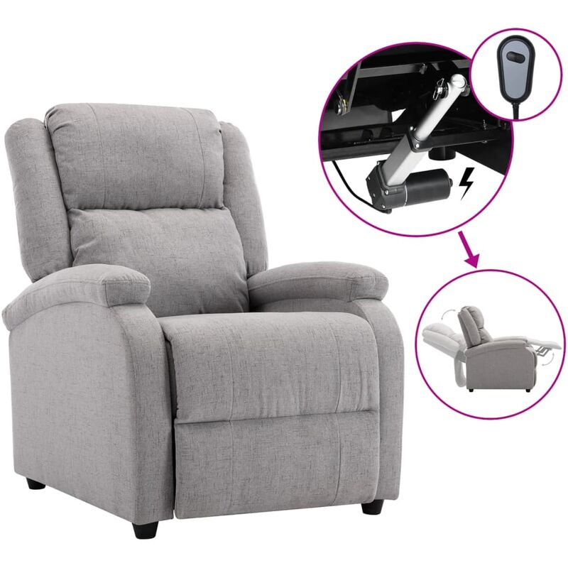 

Sillón reclinable eléctrico para TV de tela gris claro