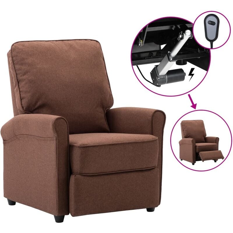 

Sillón reclinable eléctrico para TV de tela marrón