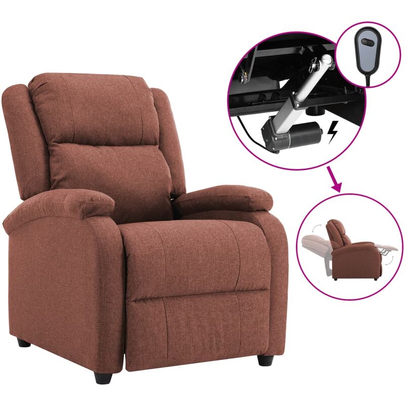 

Sillón reclinable eléctrico para TV de tela marrón