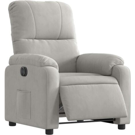 Sillón reclinable eléctrico tela de microfibra gris claro