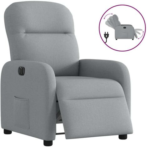 Sillón reclinable eléctrico tela gris claro