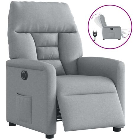 Sillón reclinable eléctrico tela gris claro