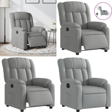 Sillón reclinable eléctrico tela gris claro - Asiento cómodo - Reposapiés eléctrico