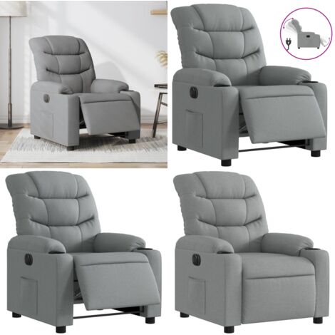 Sillón reclinable eléctrico tela gris claro - Asiento eléctrico - Reposapiés eléctrico