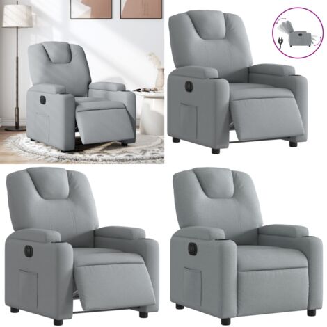 Sillón reclinable eléctrico tela gris claro - Asiento eléctrico - Reposapiés eléctrico