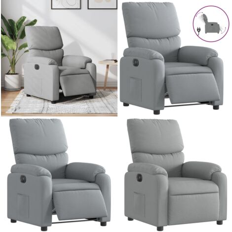 Sillón reclinable eléctrico tela gris claro - Asiento eléctrico - Reposapiés eléctrico