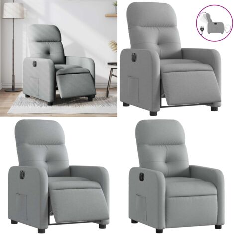 Sillón reclinable eléctrico tela gris claro - Asiento eléctrico - Reposapiés eléctrico
