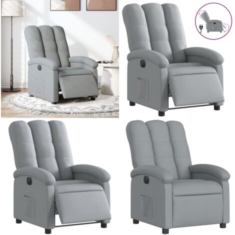 Sillón reclinable eléctrico tela gris claro - Asiento eléctrico - Reposapiés eléctrico
