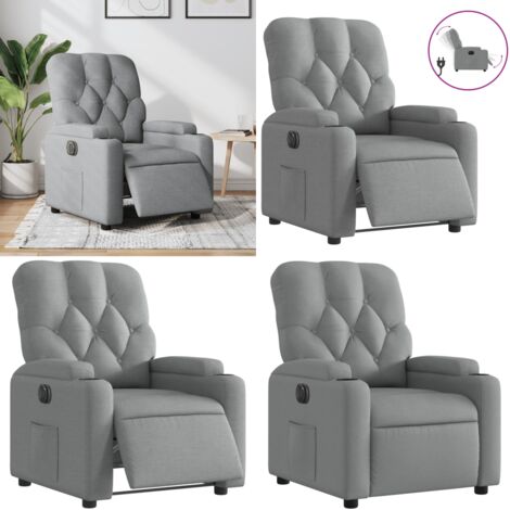 Sillón reclinable eléctrico tela gris claro - Asiento eléctrico - Reposapiés eléctrico