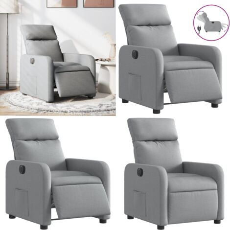 Sillón reclinable eléctrico tela gris claro - Asiento eléctrico - Reposapiés eléctrico