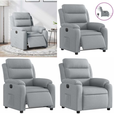 Sillón reclinable eléctrico tela gris claro - Asiento eléctrico - Reposapiés eléctrico