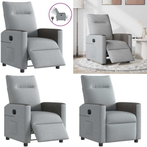 Sillón reclinable eléctrico tela gris claro - Asiento eléctrico - Reposapiés eléctrico