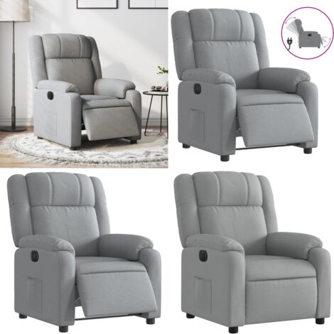 Sillón reclinable eléctrico tela gris claro - Asiento eléctrico - Reposapiés eléctrico