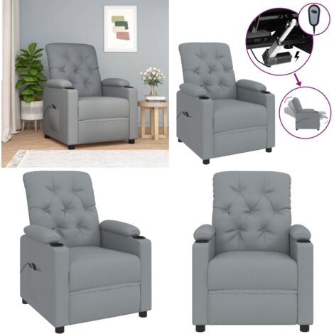 Sillón reclinable eléctrico tela gris claro - Asiento eléctrico - Respaldo eléctrico