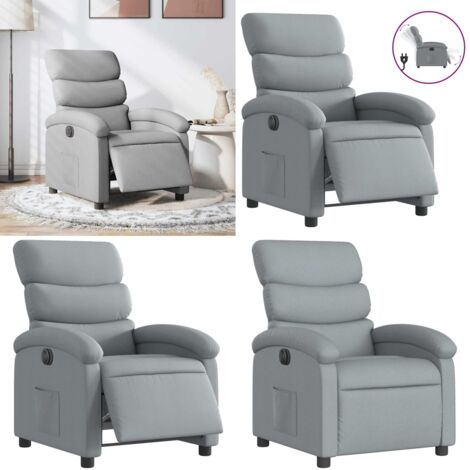 Sillón reclinable eléctrico tela gris claro - Asiento reclinable - Reposapiés eléctrico