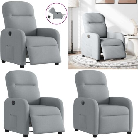 Sillón reclinable eléctrico tela gris claro - Asiento reclinable - Reposapiés eléctrico