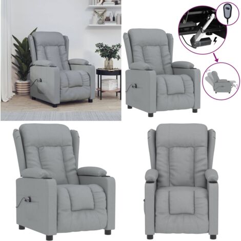 Sillón reclinable eléctrico tela gris claro - Reclinable - Asiento cómodo