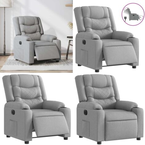 Sillón reclinable eléctrico tela gris claro - Reclinación eléctrica - Asiento cómodo